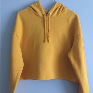 Yellow Cropped Hoodie